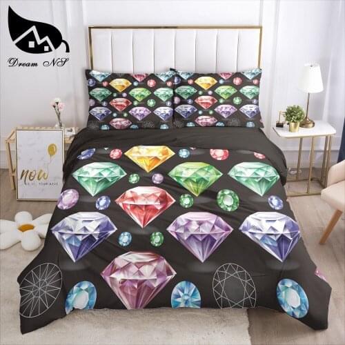 Dream NS Home living diamond Bedding Set 3D dazzling and colorful 3d Pattern Duvet Cover with Pillow Covers US UK AU Queen Size