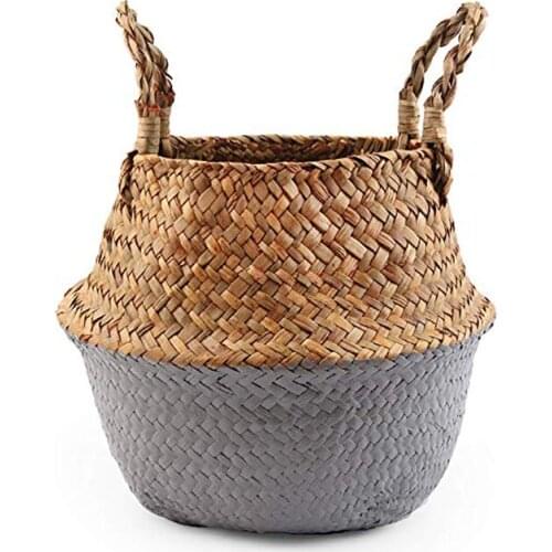Seaweed Laundry Basket Natural Flower Basket Nursery Pot Tripe Basket Straw Basket Home Decoration Woven Laundry Basket