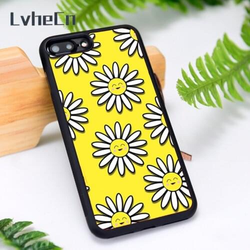 LvheCn Silicone Rubber Phone Case Cover for iPhone 6 6S 7 8 Plus X XS XR 11 12 Mini Pro Max White Flower Print
