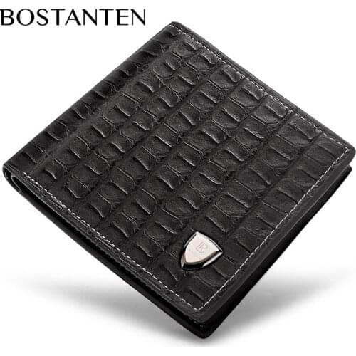 BOSTANTEN Mens PU Leather Bifold Wallet Zipper Coin Purse Wallet For Men