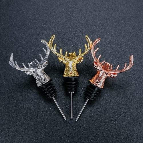 Wine Pourer and Stopper Wine Aerators Stainless Deer Stag Head Wine Pourer Stags Head Bottle Stopper