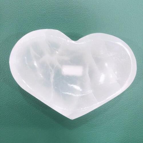 Natural Crystals Quartz Selenite Heart Shape Bowl Energy Reiki Stones Room Home Office Aquarium Decoration Accessories Gemstone
