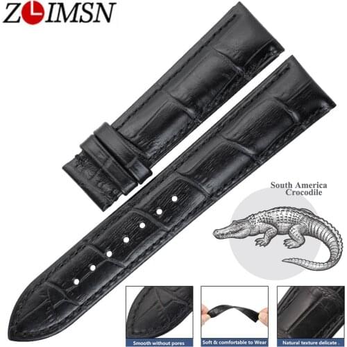 ZLIMSN South America Genuine Crocodile Leather Watch Band 14 16 17 18 19 20 21 22 23 24mm Suitable For OMEGA Longines Watchband