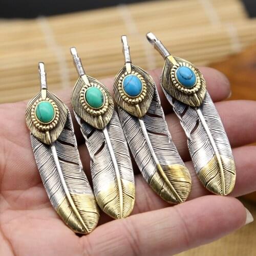 S925 Sterling Silver Jewelry Vintage Retro Thai Silver Takahashi Feather Men And Women Simple Pendant