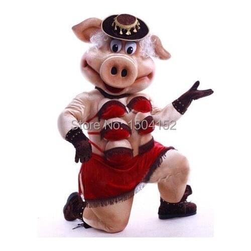 The high quality of Puppets Striptease Strip Pig Swinish Mascot Costume, Party Outfits Fancy Dress Free Shipping