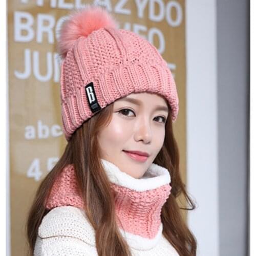High Quality Add Wool Fur Pom Poms Winter Hats Skullies Beanies For Women Wool Scarf Caps Gorras Bonnet Knitted Hat