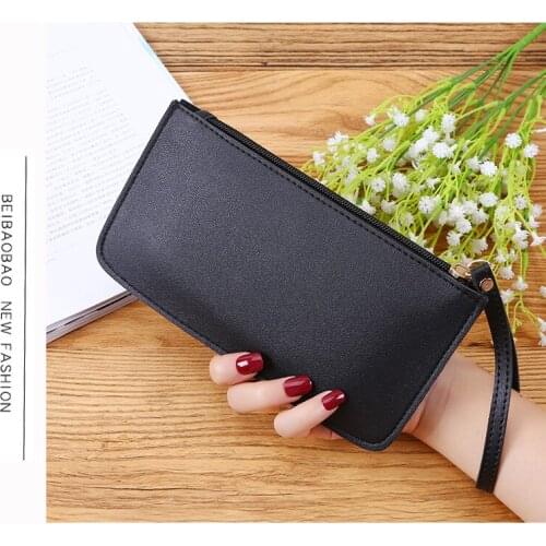 Women Clutch wallet coin purse Female fashion casual wristlet zipper PU leather money bag handbag Lipstick card bag Phone pocket