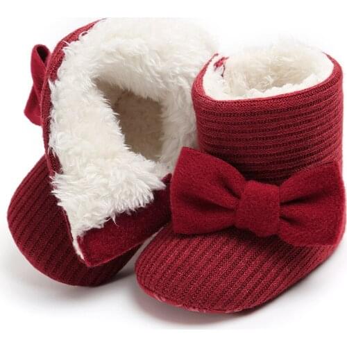 Winter Style Plus Velvet Thick Baby Cotton Boots Snow Boots BABYS Shoes Soft Bottom 0-1-Year-Old Baby Toddler Shoes