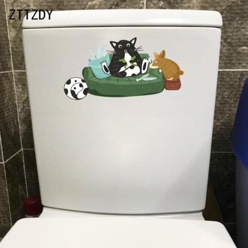 ZTTZDY 24.2*12.7CM Pattern Cat Toilet Sticker Wall Decal Children Bedroom Home Decoration Art T3-0196