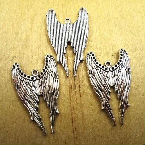 10pcs 40x22mm Supernatural Castiel Angel Wing -DIY necklace/ bracelets charms antique silver tone