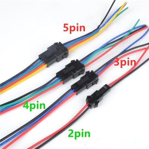 10 pcs /5Pairs 20cm Long JST SM 2Pins 2.54MM Plug Male to Female Wire Connector cable pigtail Plug LED Connecting line