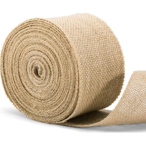 2M/Roll Natural Jute Fabric Burlap Hessian Crafts Hemp Ribbon Wedding Party Christmas Decor Home Sewing DIY Gift Packag