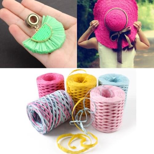 200m Hand-woven Raffia Paper Rope Color Woven Straw Baking Packaging Ribbon DIY Summer Hat Bag Hand-crocheted Crafts Material