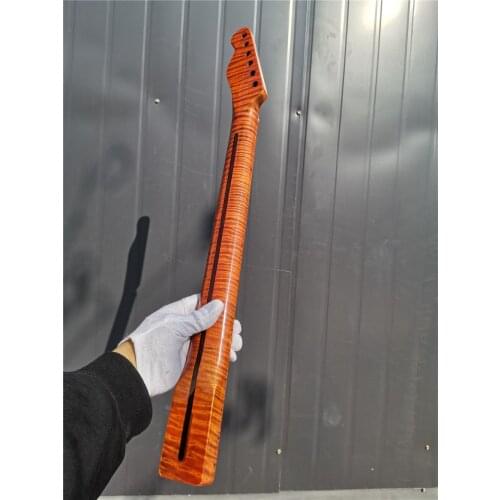 #28 New one 21 fret One Good Unfinished electric guitar neck flam tiger maple made and maple fingerboard