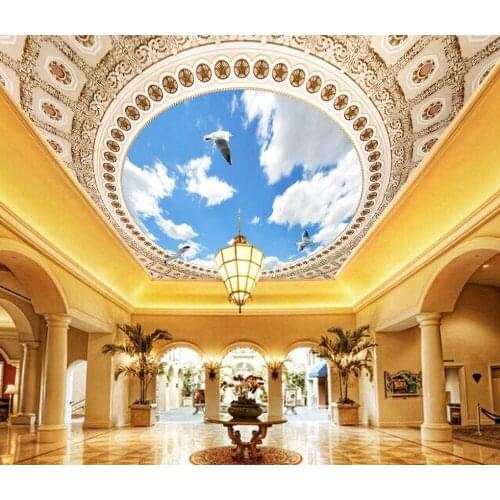 3D stereoscopic blue cloud ceiling Custom 3d mural wallpaper European style Home Decoration Mural 3d wallpaper