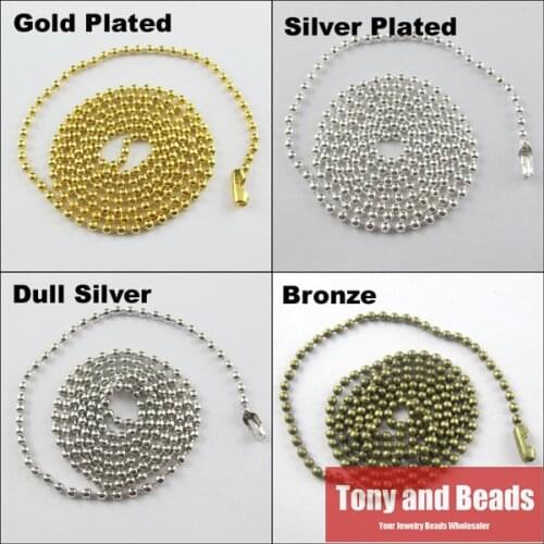 5Strands=1Lot !) (50cm/20") Jewelry Finding 2.4MM Ball Necklace Chain Connector Silver Gold Dull Silver Plated C4