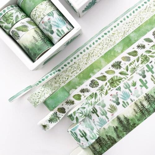8 Pcs/set Green Plant Washi Tape Color Masking Tape Decorative Adhesive Tape Sticker Scrapbooking Diary Stationery Supply