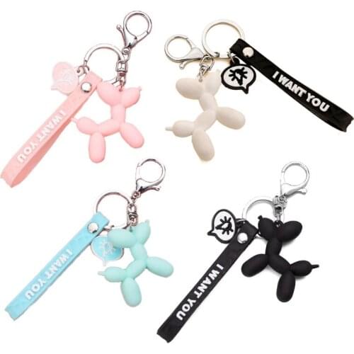 ANGELADY 2021 New Fun Stereo Cute Balloon Dog Keychain Purse Decor Creative Cartoon Mobile Phone Bag Car Pendant Key Ring