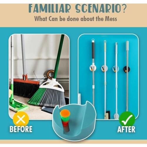 Seamless Mop Storage Holders Mini Bathroom Mop Rack Wall Mounted Storage Free Punch Toilet Mop Clip Brush Broom Hanger A