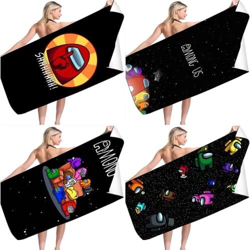 Among Crewmate US Impostor Quick Dry Beach Towel Microfiber Face Washcloth Washrag Swimming Surfing Bath Towels