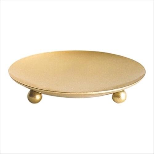 Black Gold Plated Candle Holders Iron Pillar Candle Holder Tray Base Metal Plate Wedding Party Portavelas Candelabra Home Decor