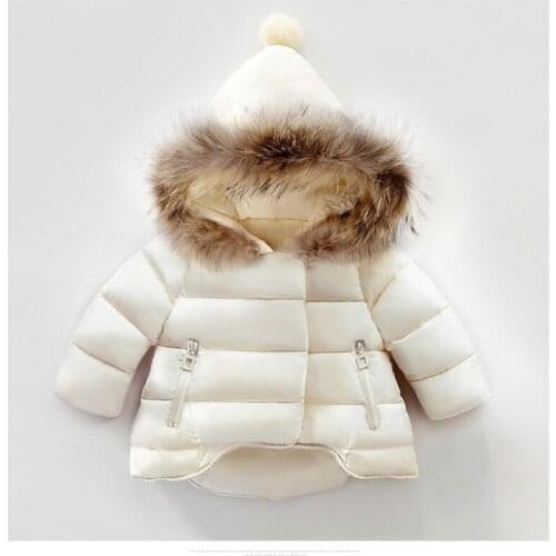 2021 Winter Childrens Clothes Girls Down Solid Thicken Big Fur Collar Baby Girl Hooded Parkas For Girls Kids Padded Coats