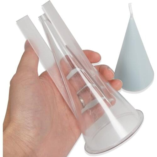 1 PC Clear Plastic Candle Mold 3D Cone Shape Candle Mold DIY Handmade Aroma Candle Mold 10362250