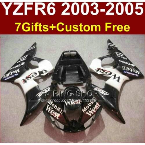 West white black body parts R6 for YAMAHA r6 fairings sets 03 04 05 YZF R6 2003 2004 2005 custom fairing kits +7Gifts ET5