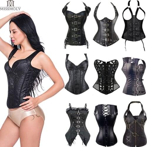 Miss Moly Steampunk Corset Gothic Bustier Boned Overbust Dress Underbust burlesque Top Plus Size 6Xl Tummy Slimming Clothes