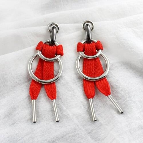 Round stitching Red rope winding Herringbone Personalized creative earrings European and American fashion accessories Elegant