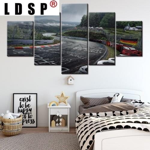 LDSP Canvas Paintings 5 Panel Nurburgring Rally Road Sports Car Track Modular Posters Wall Art Pictures Living Room Home Decor