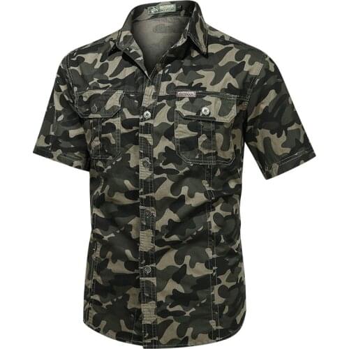 Summer Short Sleeves Shirt Men loose Casual Shirts Pure Cotton Military Men Shirt Camouflage Plus Size M-5XL Camisa Masculina