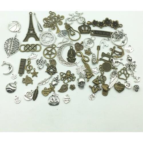 LJJAGLL European Big hole Beads Mixed Random Tibetan Silver Charms 20pcs/lot Vintage Metal Pendants DIY Jewelry AHK001
