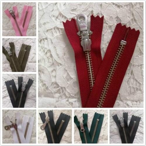 10 Pcs/lot YKK Metal Zipper Close End Copper Zippers Fastener Black White Red 15-50cm for Bag Clothing Sewing Accessories