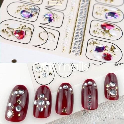 WHOLESALE 50pc High Grade 3D Metal Nail Art Sticker Crystal Moon Star Butterfly Geometry Rhinestone Adhesive Decals Decoration
