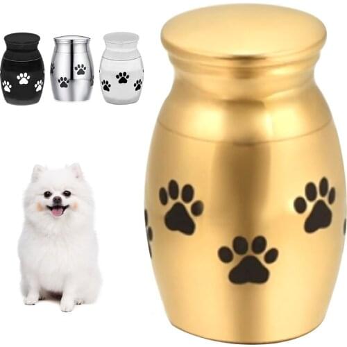 1Pcs Pet Mini Urns Dog Footprint Pattern For Pet Ashes Cremation Keepsake Container Jar Metal Memorial Pet Ashes Holder Silver