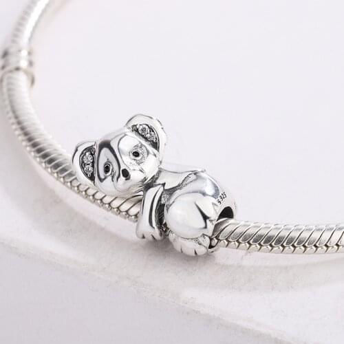 Fashion 925 Sterling Silver Cute Animal Big Ears Koala Pendant Charms Bracelet DIY Jewelry Making For Original Pandora
