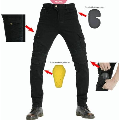 Motorcycle Riding Pants Moto Jeans for Men Motocross Racing Trousers with Knees Hip Protective Pads