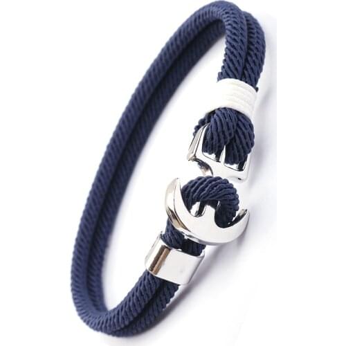 Stainless Steel Men-Anchor Bracelets Double Layer Braided Thread Braslet For Hombre Boy Creative Viking Braclets Male Accessorie