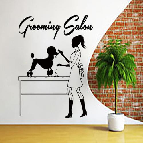 Dog Wall Decal Grooming Salon Wall Sticker Pet Shop Dog Wall Art Pet Grooming Salon Decoration Pets Shop Door Window Decor AY907
