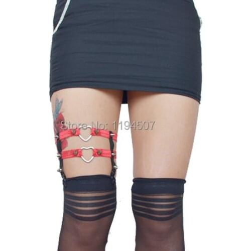New listing, sexy thigh high red garters, punk, new urban women dance in