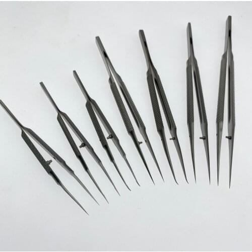 Stainless Steel Ophthalmic Micro Forceps Round Handle tweezers 16/18cm Ophthalmic tweezers Dental Instruments