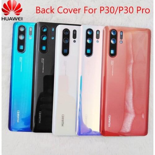 Original Huawei P30/P30 Pro Back Battery Cover Rear Door Housing Case Repair Replacement Parts For P 30 P30pro &Camera Lens+Logo