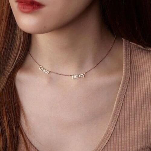 Personalized Multiple Name Heart Butterfly Necklace Custom Letter Numbers Choker Pendants Stainless Steel Woman Man Jewelry Gift