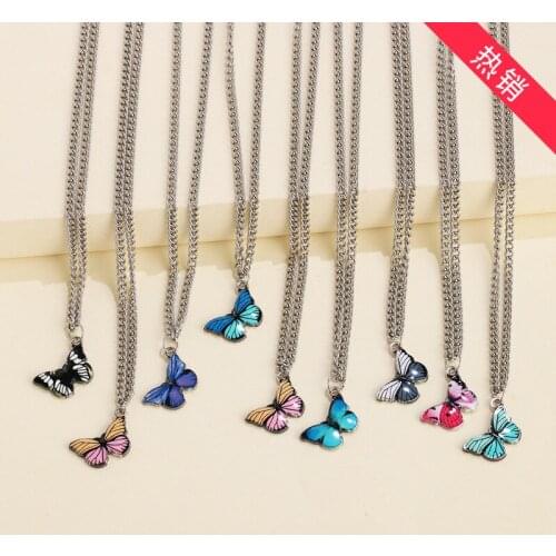 New Painted Butterfly Collarbone Chain Natural INS Student Necklace Web Celebrity Fashion Accessories
