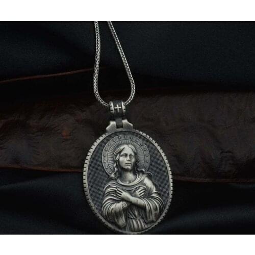Hot Selling Virgin Mary Tag Necklace Religious Necklace Christian Jewelry Mens Accessories Chain Necklace
