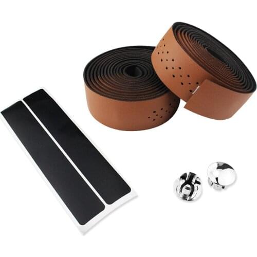 PU Leather Bicycle Handlebar Tape Road Bike Perforated Belt Breathable Soft Bike Handlebar Tape MTB Fixed Gear Belt