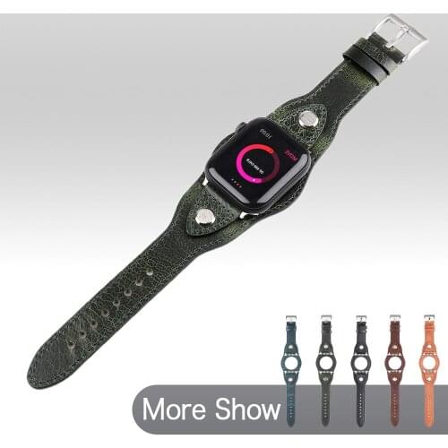 Luxury Watchband For Apple Watch 44mm 40mm 42mm 38mm Genuine Leather Strap For Apple Watch Series SE 6 5 4 3 Watch Band Bracelet