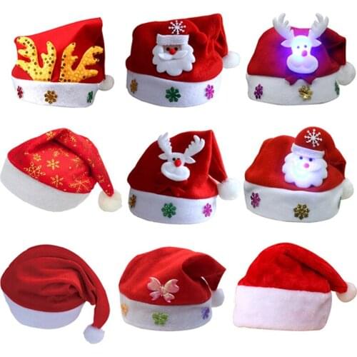 Christmas Hat Led Xmas Santa Deer Doll Hats Baby Child Adults Women Men Boys Girls Cap New Year Party Props Christmas Decoration