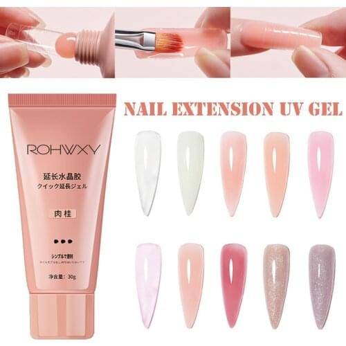 Crystal Jelly Nail Extension Transparent Pink Acrylic Soak Off UV Extend Gel Nails Art Building Gel Manicure Varnish 30/15ML